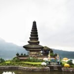 Pura Ulun Danu Beratan temple at sunrise in Bali, Indonesia